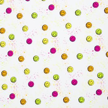Baumwolljersey Happy bunte Smileys auf Weiß by Swafing von Christiane Zielinski